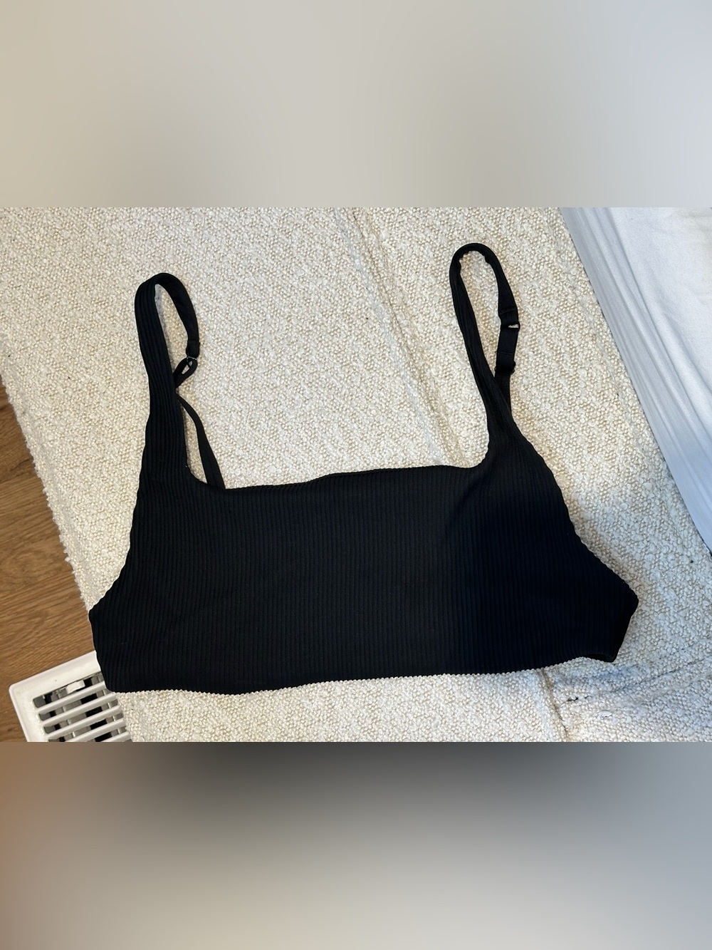 COS Black Square-Neck Ribbed Bikini Top